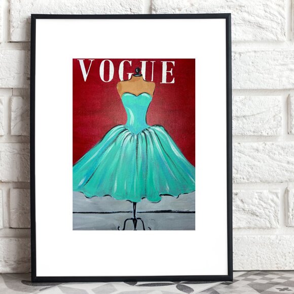 Original Acrylic Painting  Vogue Cover Fashion Art, Retro Fashion Wall Décor, - Picture 10 of 14